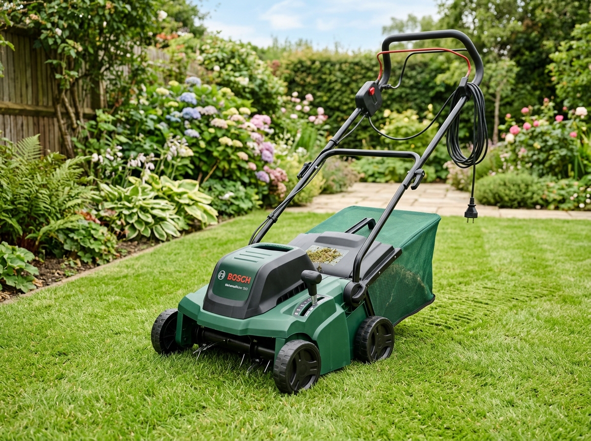 Bosch UniversalRaker 900 elektrisk mossrivare med 50L uppsamlare