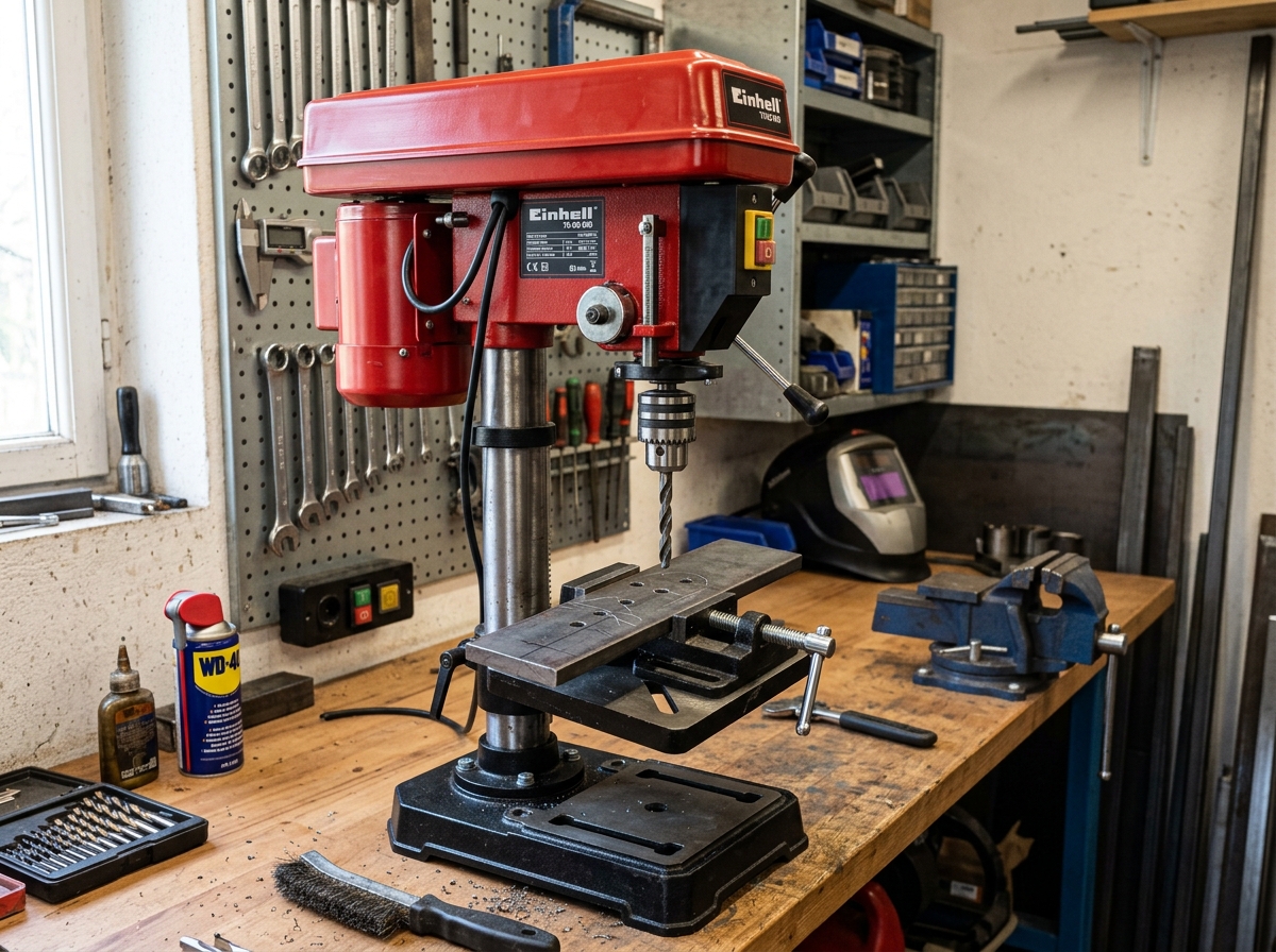 Einhell TC-BD 500 klassisk remdriven bänkpelarborrmaskin med gjutjärnsbord